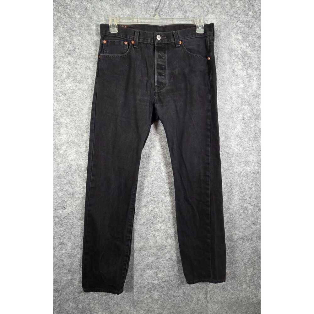 Levi's Men's Button Fly Denim Jeans Black Straight Leg Size 33x32 Classic - Picture 1 of 9